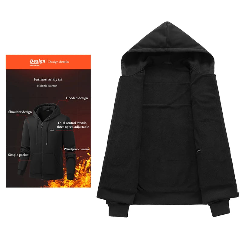 Heated Zip-Up Fleece Hoodie