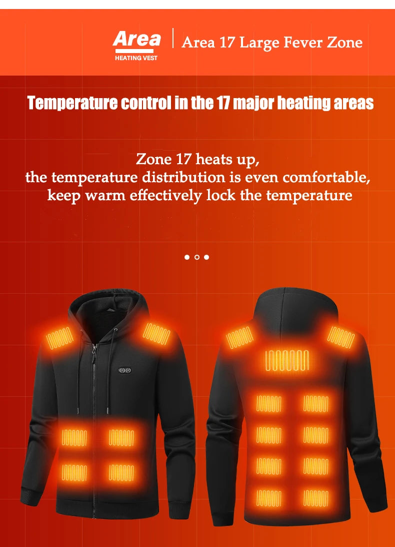 Heated Zip-Up Fleece Hoodie